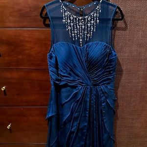 Adrianna Papell Cocktail Dress Rich Blue with Beading